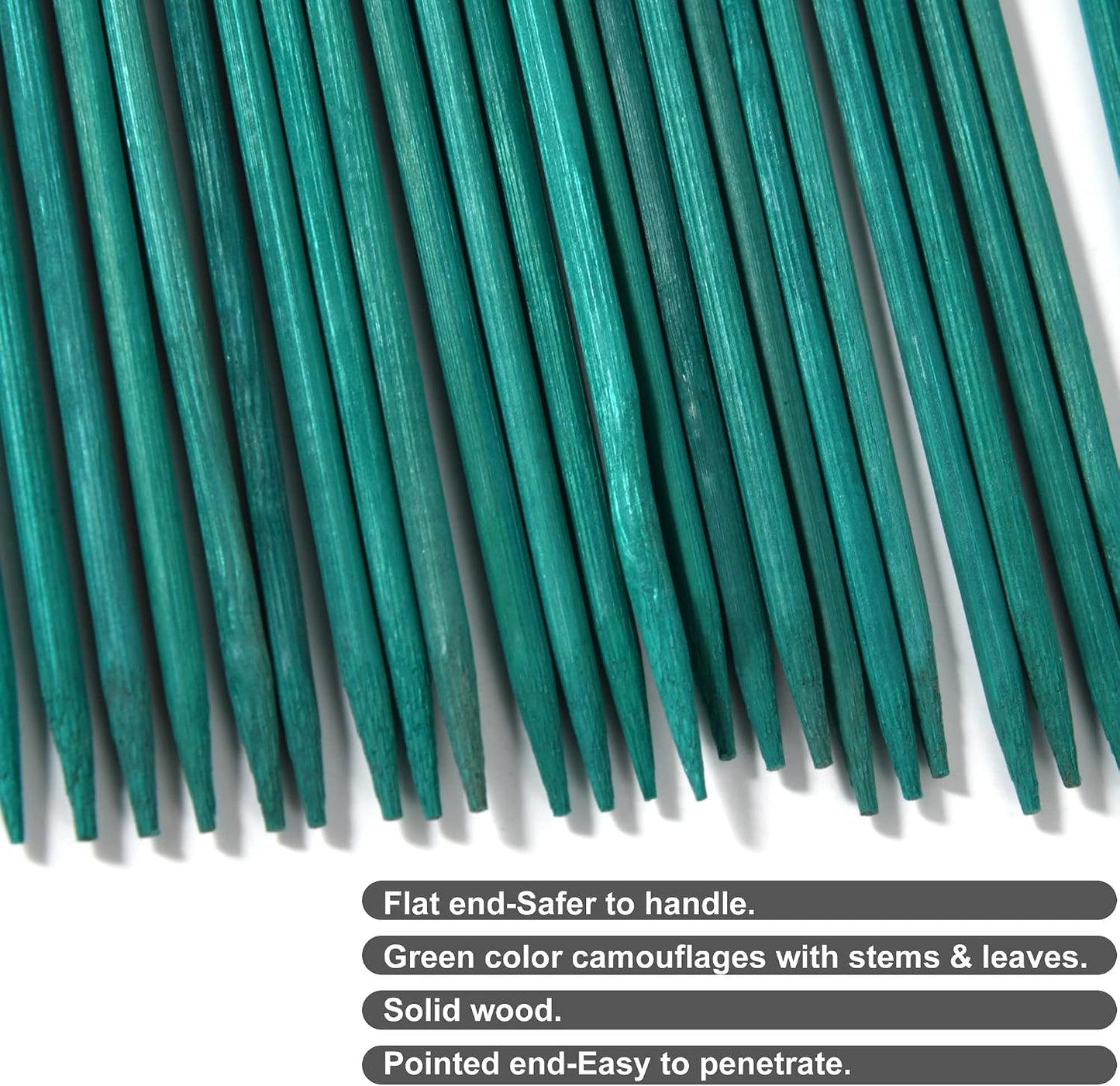 50 PCS 18” Wood Plant Stakes Garden Tomato Sticks Plant Stakes & Supports for Potted Plants, Comes with 100 pcs Green Twist tie