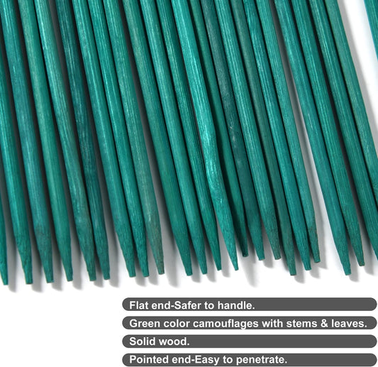 50 PCS 18” Wood Plant Stakes Garden Tomato Sticks Plant Stakes & Supports for Potted Plants, Comes with 100 pcs Green Twist tie