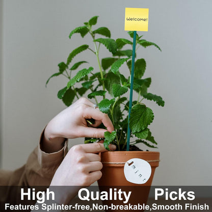 50 PCS 18” Wood Plant Stakes Garden Tomato Sticks Plant Stakes & Supports for Potted Plants, Comes with 100 pcs Green Twist tie