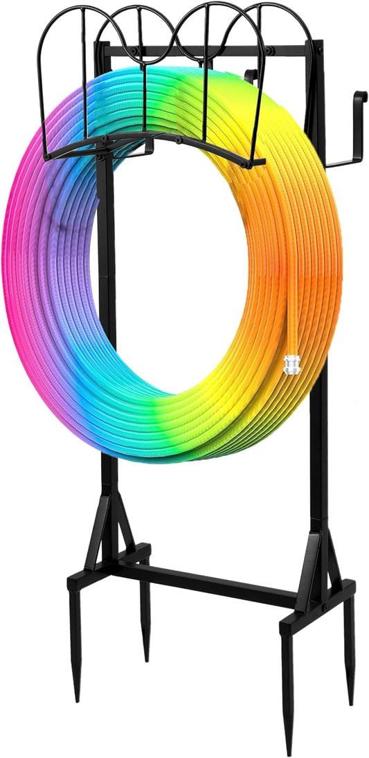 Garden Hose Holder Upgraded Water Hose Holder Heavy Duty Metal Hose Stand Sturdy Freestanding Hose Hanger, Detachable Garden Rack for Outside Yard Lawn