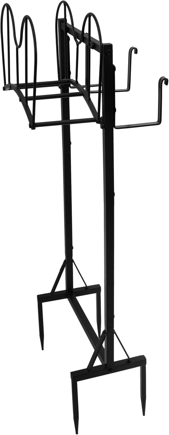 Garden Hose Holder Upgraded Water Hose Holder Heavy Duty Metal Hose Stand Sturdy Freestanding Hose Hanger, Detachable Garden Rack for Outside Yard Lawn