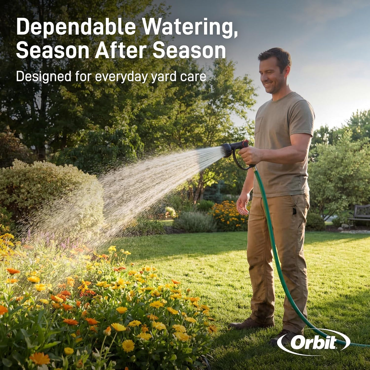 58993 7-Pattern Watering Nozzle with Thumb Control, Black