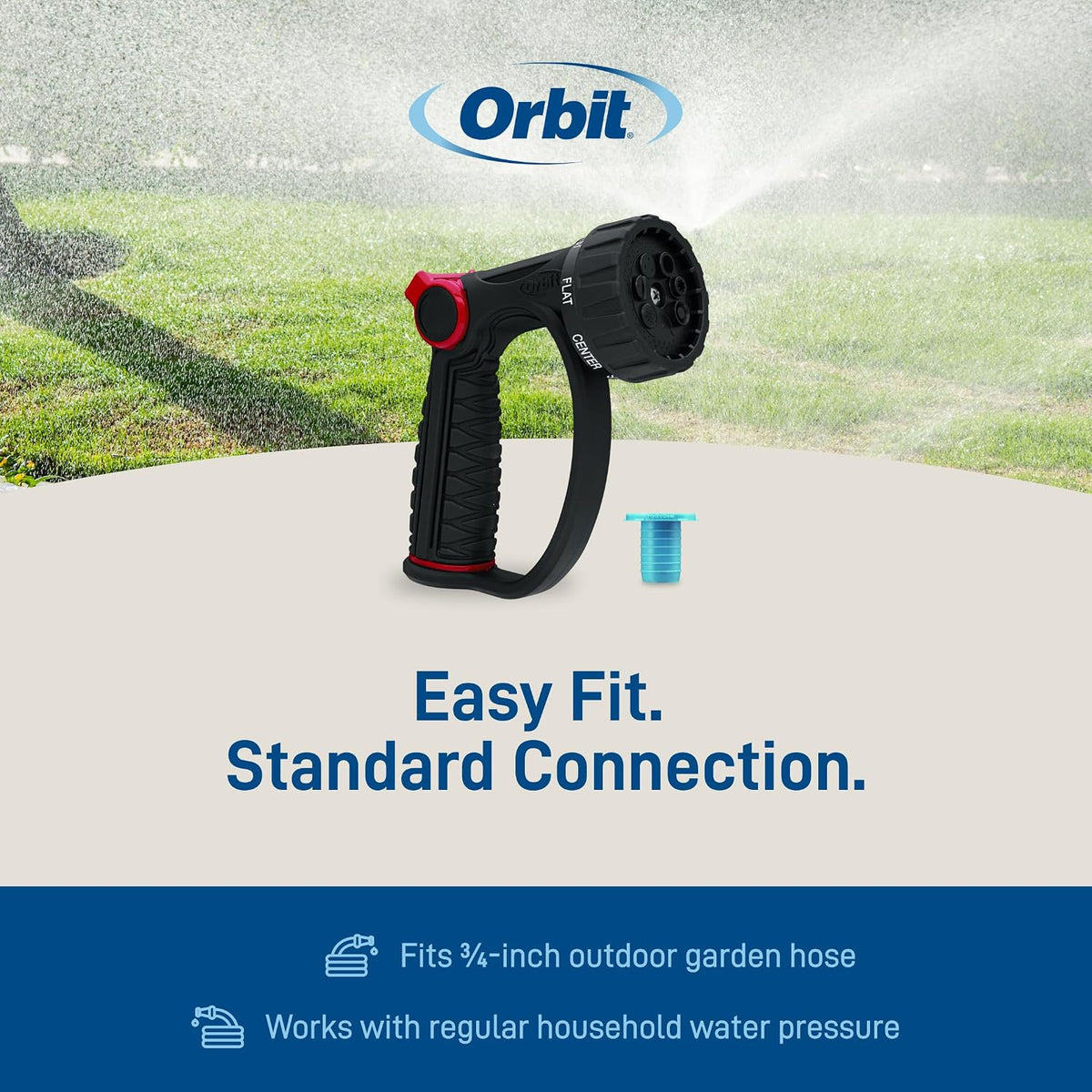 58993 7-Pattern Watering Nozzle with Thumb Control, Black