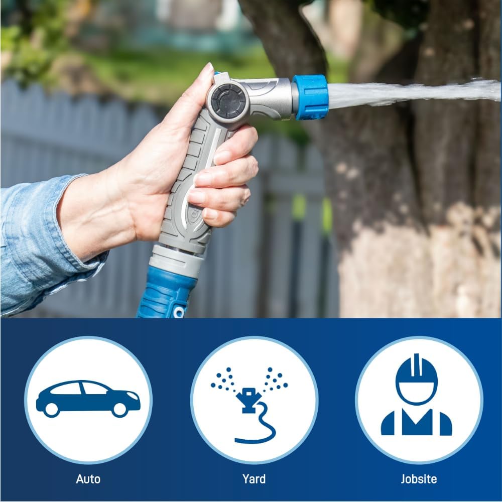 58993 7-Pattern Watering Nozzle with Thumb Control, Black