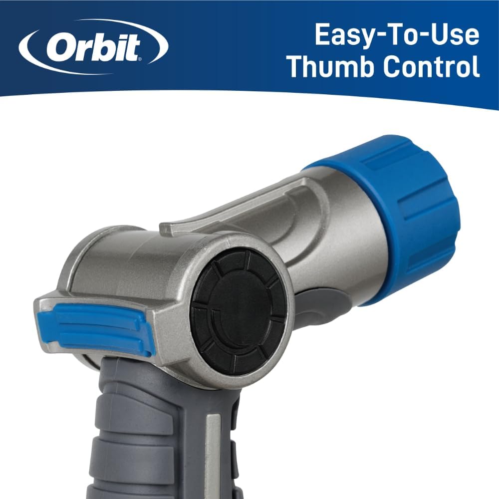 58993 7-Pattern Watering Nozzle with Thumb Control, Black