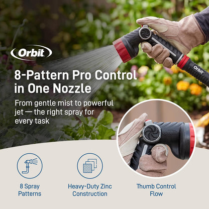 58993 7-Pattern Watering Nozzle with Thumb Control, Black