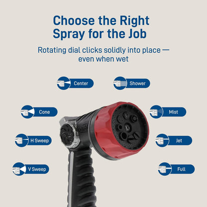 58993 7-Pattern Watering Nozzle with Thumb Control, Black