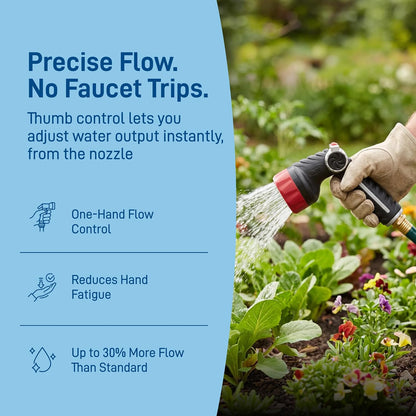 58993 7-Pattern Watering Nozzle with Thumb Control, Black
