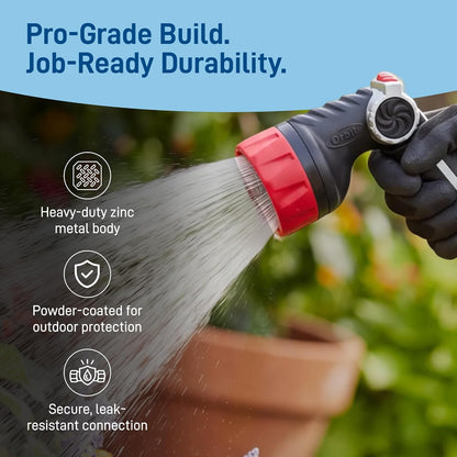 58993 7-Pattern Watering Nozzle with Thumb Control, Black