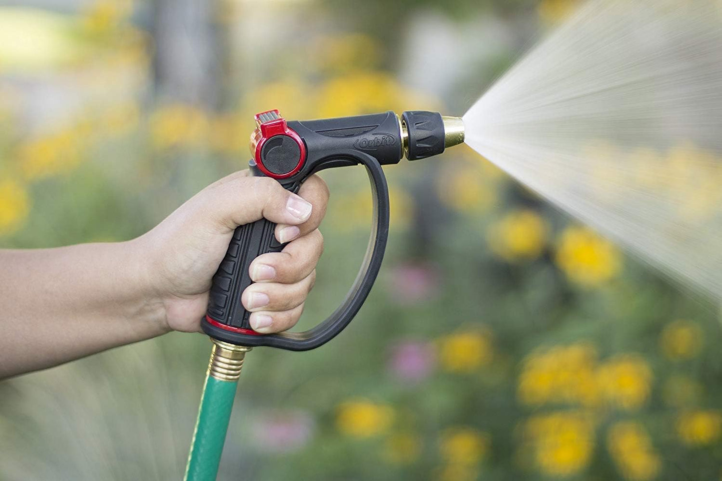58993 7-Pattern Watering Nozzle with Thumb Control, Black