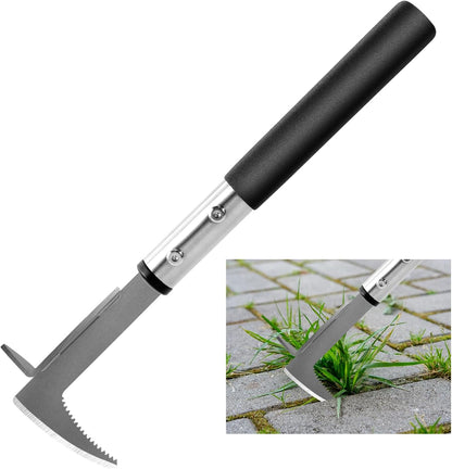 Crack Weeder, Stainless Steel Manual Crevice Weeding Tool, Long Handle Weed Grabber Remover, L-Shaped Manual Weeder Puller, Durable Crevice Weeding Tool for Sidewalk Garden Patio Lawn