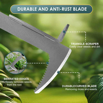 Crack Weeder, Stainless Steel Manual Crevice Weeding Tool, Long Handle Weed Grabber Remover, L-Shaped Manual Weeder Puller, Durable Crevice Weeding Tool for Sidewalk Garden Patio Lawn