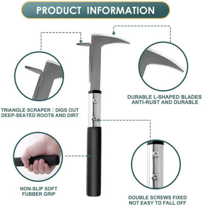 Crack Weeder, Stainless Steel Manual Crevice Weeding Tool, Long Handle Weed Grabber Remover, L-Shaped Manual Weeder Puller, Durable Crevice Weeding Tool for Sidewalk Garden Patio Lawn