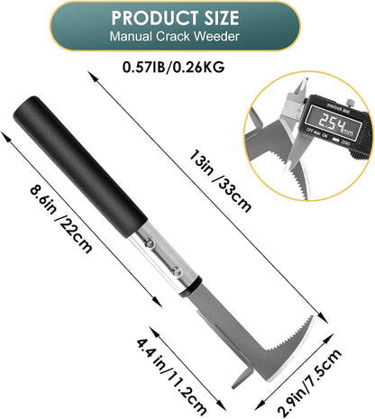 Crack Weeder, Stainless Steel Manual Crevice Weeding Tool, Long Handle Weed Grabber Remover, L-Shaped Manual Weeder Puller, Durable Crevice Weeding Tool for Sidewalk Garden Patio Lawn