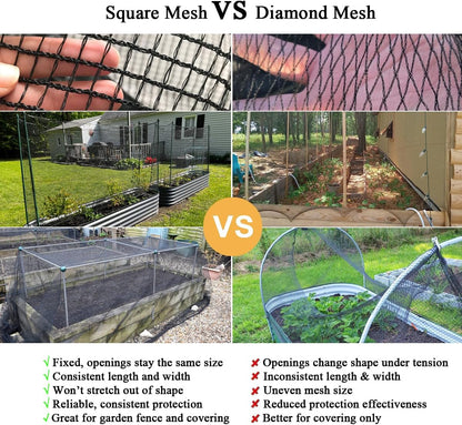 Garden Netting 10x10 FT, 1/2" Square Mesh Heavy Duty Bird Netting