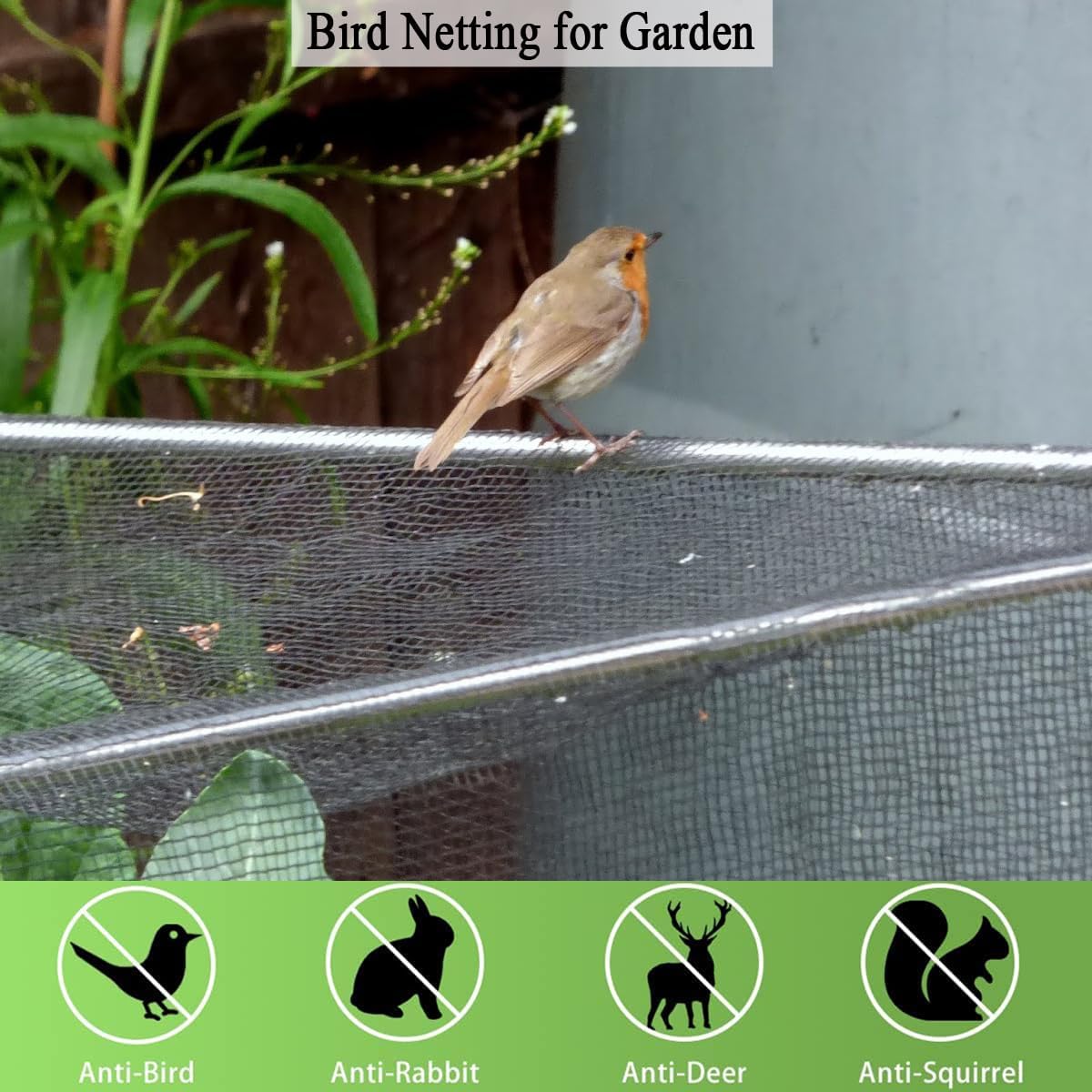 Garden Netting 10x10 FT, 1/2" Square Mesh Heavy Duty Bird Netting