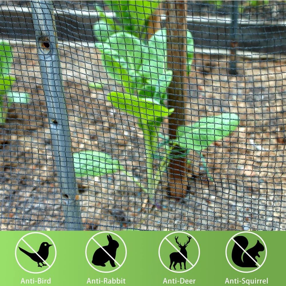 Garden Netting 10x10 FT, 1/2" Square Mesh Heavy Duty Bird Netting