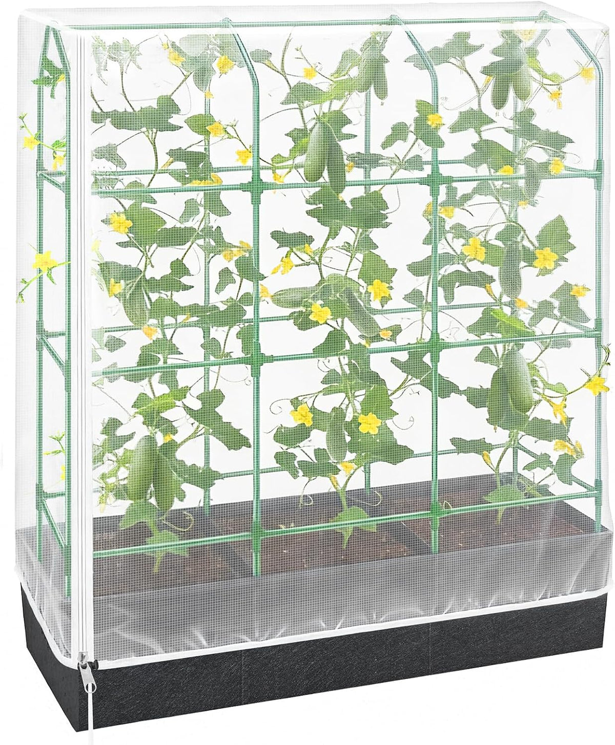 Garden Bird Netting Plant Cover for Cucumber Trellis, 52" x18''x66'' Insect Bird Barrier Garden Trellis Net with Zipper & Drawstring, Cucumber Trellis Netting Protection Cover for Protecting Plants