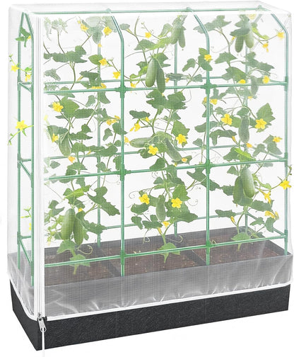 Garden Bird Netting Plant Cover for Cucumber Trellis, 52" x18''x66'' Insect Bird Barrier Garden Trellis Net with Zipper & Drawstring, Cucumber Trellis Netting Protection Cover for Protecting Plants