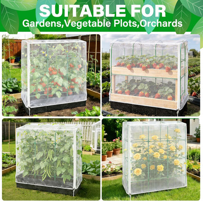 Garden Bird Netting Plant Cover for Cucumber Trellis, 52" x18''x66'' Insect Bird Barrier Garden Trellis Net with Zipper & Drawstring, Cucumber Trellis Netting Protection Cover for Protecting Plants