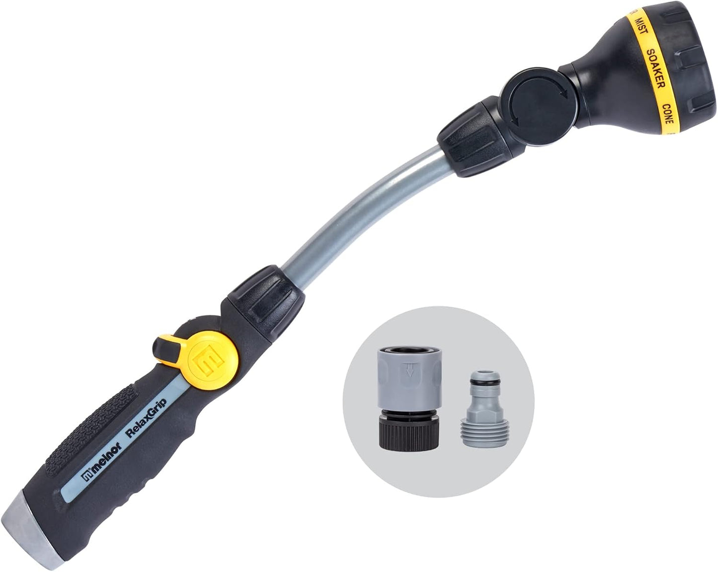 65173AMZ RelaxGrip 8 Pattern 16" Pivoting Wand Bundle, Metal, Black, Yellow