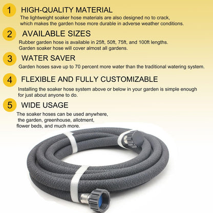 Garden Soaker Hose 10ft*2 1/2" Short Rubber Drip Hoses Soaking