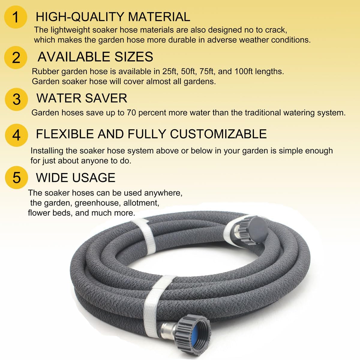 Garden Soaker Hose 10ft*2 1/2" Short Rubber Drip Hoses Soaking