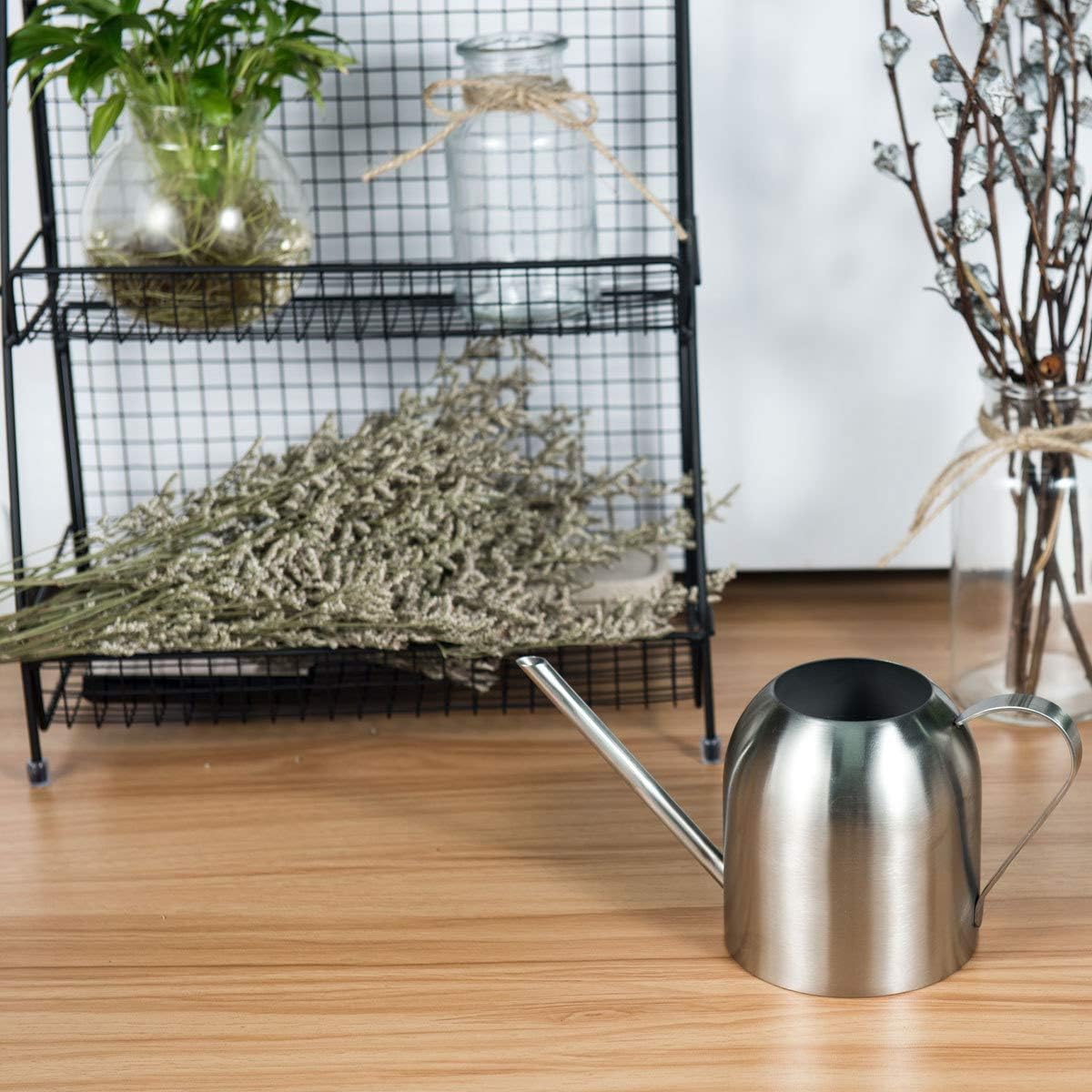 Stainless Steel Watering Can, Small Modern Style Watering Pot, 15oz/450ml Plant Watering Can with Long Spout to Prevent Spillage, Perfect for Outdoor and Indoor Plants (Copper)