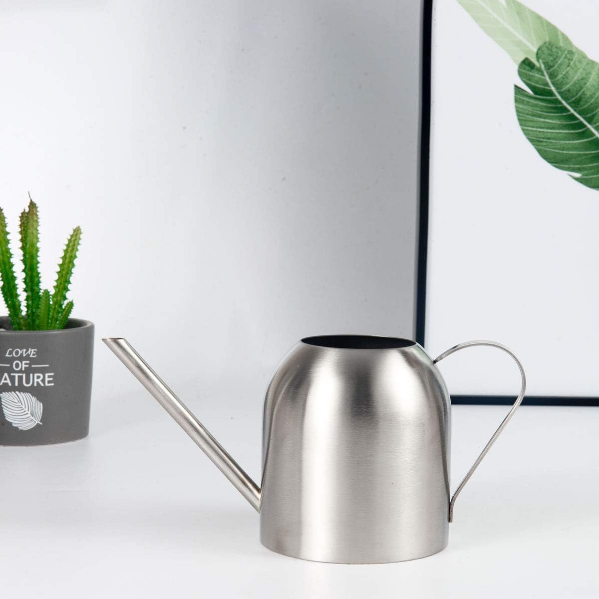 Stainless Steel Watering Can, Small Modern Style Watering Pot, 15oz/450ml Plant Watering Can with Long Spout to Prevent Spillage, Perfect for Outdoor and Indoor Plants (Copper)