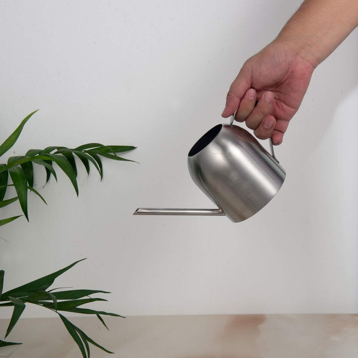 Stainless Steel Watering Can, Small Modern Style Watering Pot, 15oz/450ml Plant Watering Can with Long Spout to Prevent Spillage, Perfect for Outdoor and Indoor Plants (Copper)