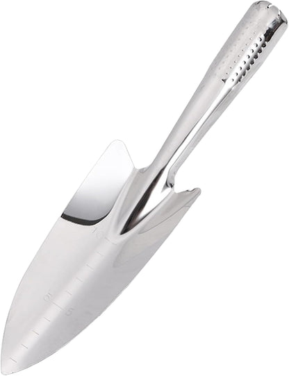 Stainless Steel Hand Trowel, Rustproof Heavy Duty Measuring Garden Shovel