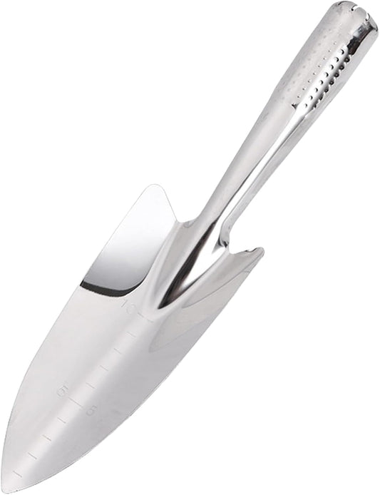Stainless Steel Hand Trowel, Rustproof Heavy Duty Measuring Garden Shovel