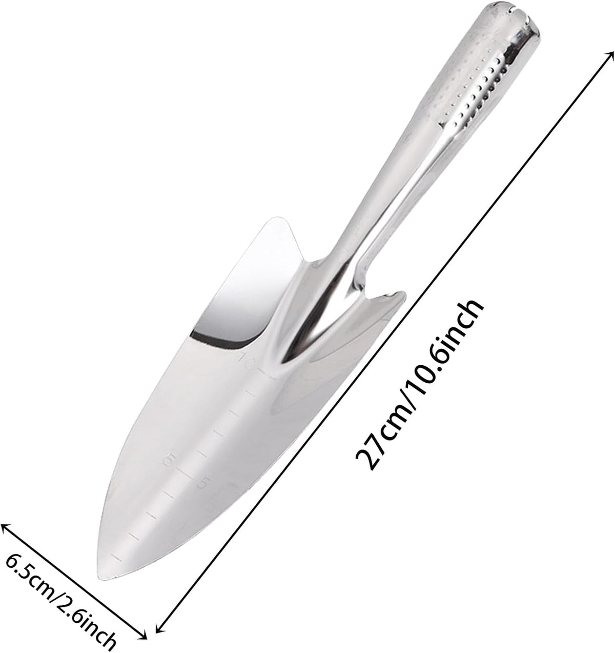 Stainless Steel Hand Trowel, Rustproof Heavy Duty Measuring Garden Shovel