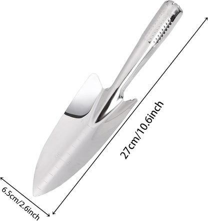 Stainless Steel Hand Trowel, Rustproof Heavy Duty Measuring Garden Shovel