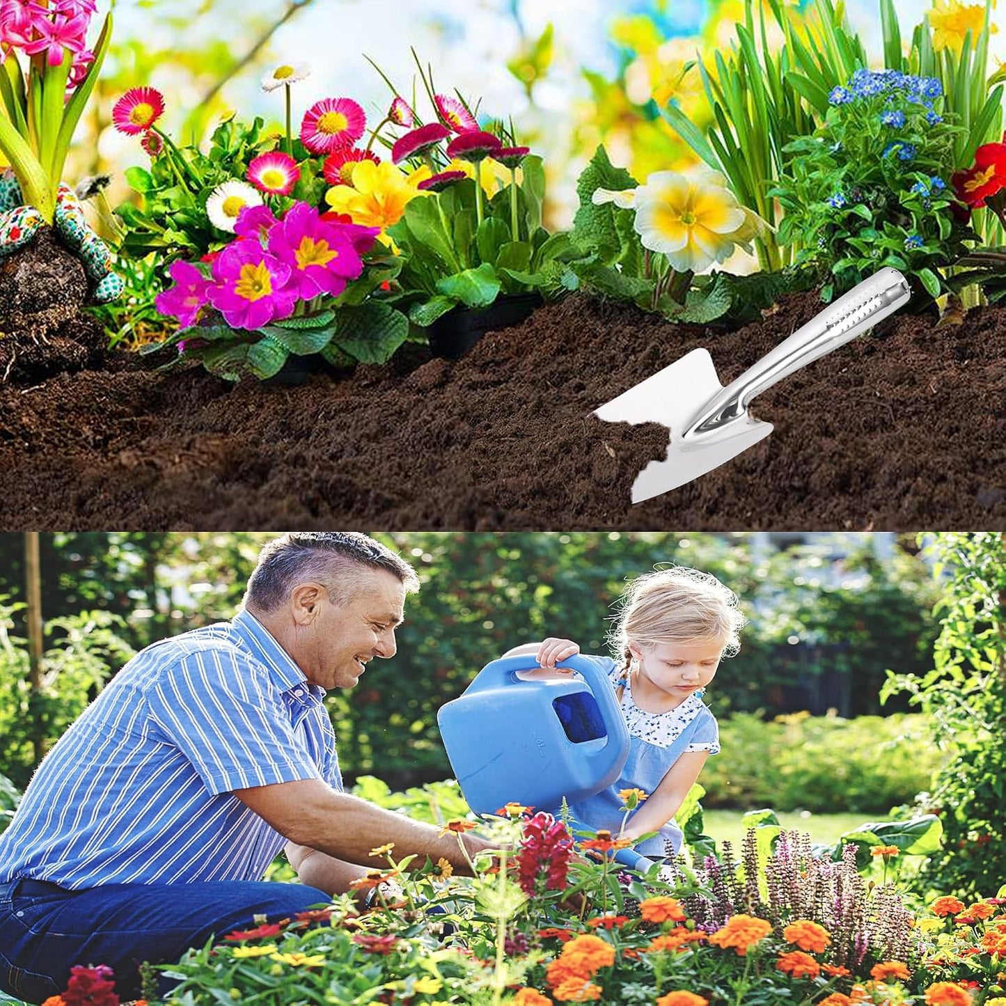 Stainless Steel Hand Trowel, Rustproof Heavy Duty Measuring Garden Shovel