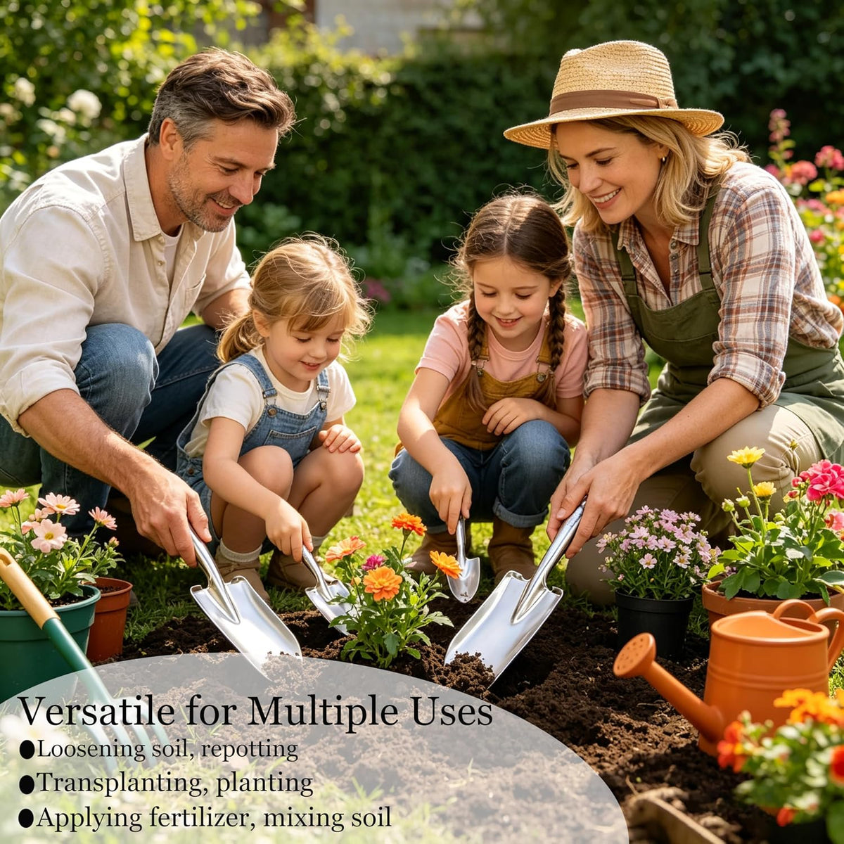 Stainless Steel Hand Trowel, Rustproof Heavy Duty Measuring Garden Shovel