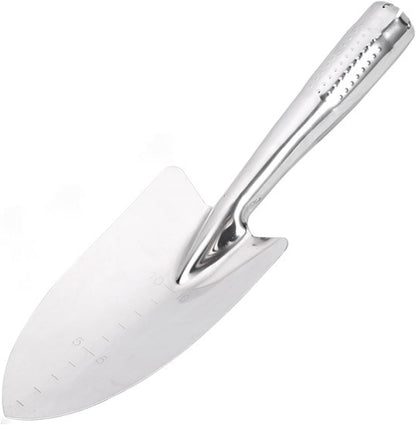 Stainless Steel Hand Trowel, Rustproof Heavy Duty Measuring Garden Shovel