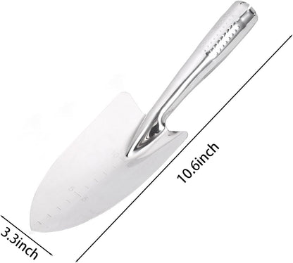 Stainless Steel Hand Trowel, Rustproof Heavy Duty Measuring Garden Shovel