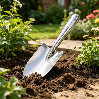 Stainless Steel Hand Trowel, Rustproof Heavy Duty Measuring Garden Shovel