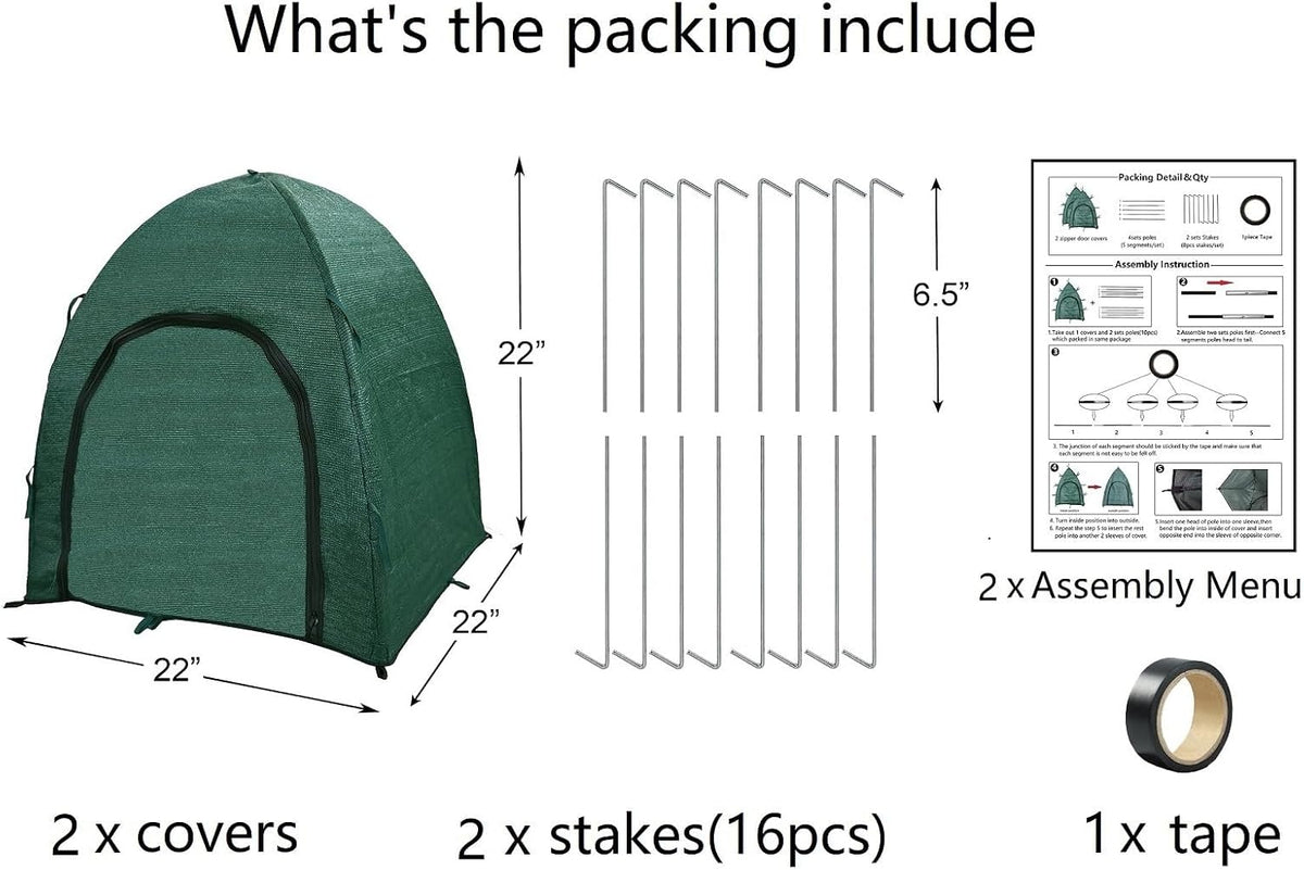 Winter Plant Covers for Snow and Ice Protection Shrub Cover Freeze Protection Plant Tent Protect Outdoor Plant and Potted Plant from Snow Frost Sun and Animal with Zipper Door 22*22*22 (2Packs)