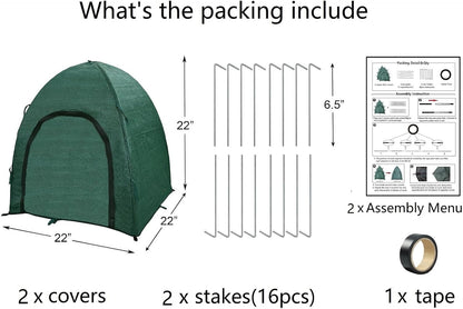 Winter Plant Covers for Snow and Ice Protection Shrub Cover Freeze Protection Plant Tent Protect Outdoor Plant and Potted Plant from Snow Frost Sun and Animal with Zipper Door 22*22*22 (2Packs)