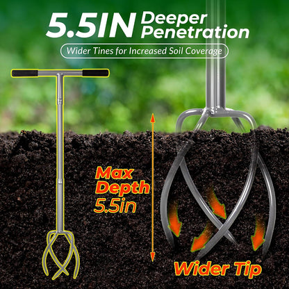 Twist Tiller with Large Steel Claw for Garden Soil Loosening