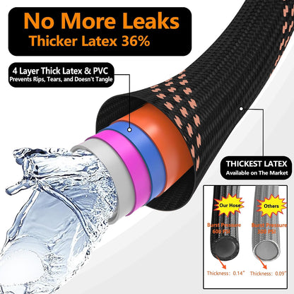 Garden Hose 100ft, 2026 Ultra Lightweight Water Hoses w/10 Function Spray Nozzle and 3/4" Brass Fittings- Durable, & Flexible Water Pipe for Yard, Lawn, Outdoor & Gardening(Black Rose gold)