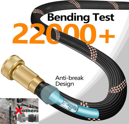 Garden Hose 100ft, 2026 Ultra Lightweight Water Hoses w/10 Function Spray Nozzle and 3/4" Brass Fittings- Durable, & Flexible Water Pipe for Yard, Lawn, Outdoor & Gardening(Black Rose gold)