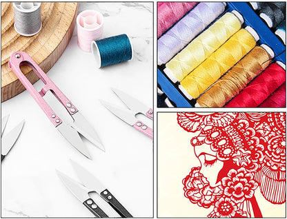 4 Pack 4.1-Inch High Carbon Steel Mini Sewing Scissors - Precision Craft Snips for Trimming Leaves, Sewing, Knitting, DIY Crafts & More