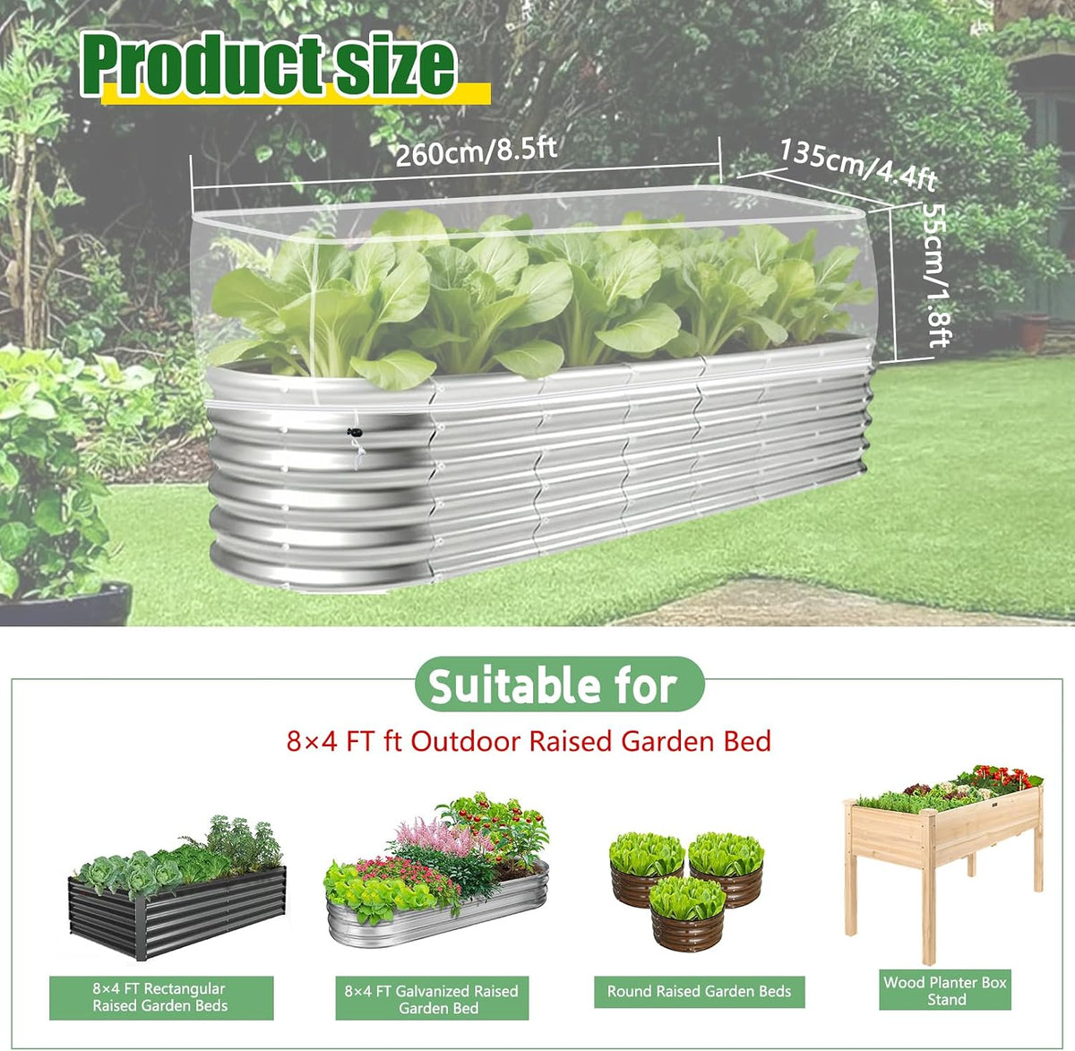 2 PCS Garden Netting for Raised Beds 4x8 FT Pest Barrier Screen