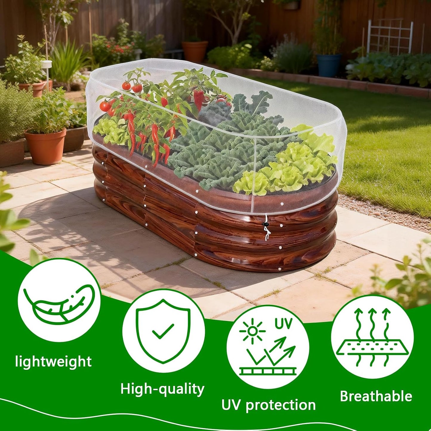 2 PCS Garden Netting for Raised Beds 4x8 FT Pest Barrier Screen