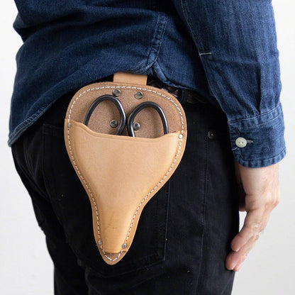 Wazakura Bonsai Scissors Tool Holster Made in Japan W 3inch (75mm) Beige, Japanese Garden Small Tool Pouch with Belt Clip, Scissor Holder with Belt Loop, Bonsai Shears Case for Gardening Tool Belt