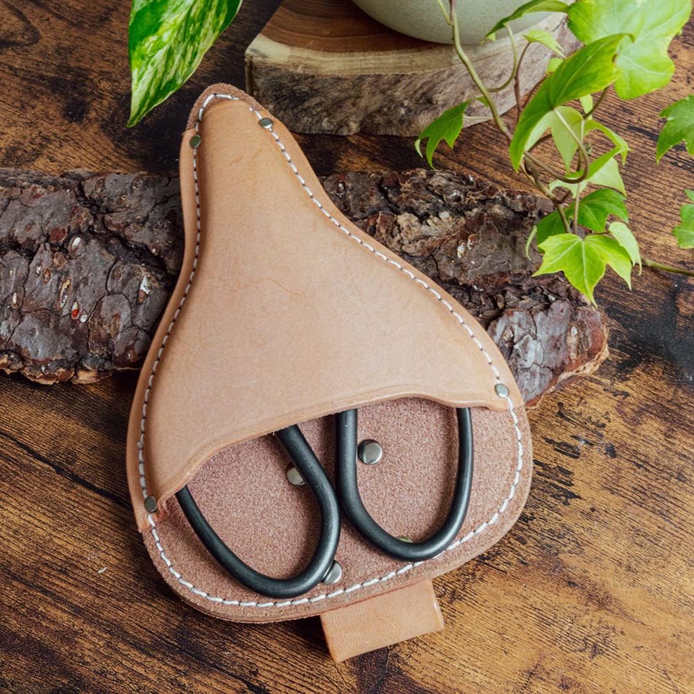 Wazakura Bonsai Scissors Tool Holster Made in Japan W 3inch (75mm) Beige, Japanese Garden Small Tool Pouch with Belt Clip, Scissor Holder with Belt Loop, Bonsai Shears Case for Gardening Tool Belt