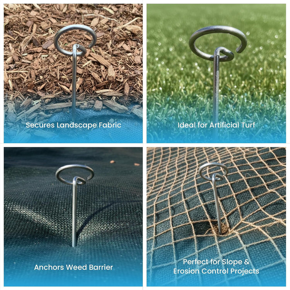 Round Top Landscape Pins – 11 Gauge Heavy Duty 6 Inch Galvanized Steel Stakes for Landscape Fabric and Weed Barrier, 100 Pack